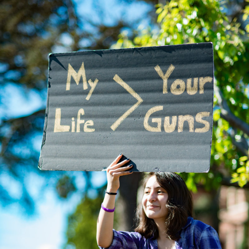 Rally sign against gun violence